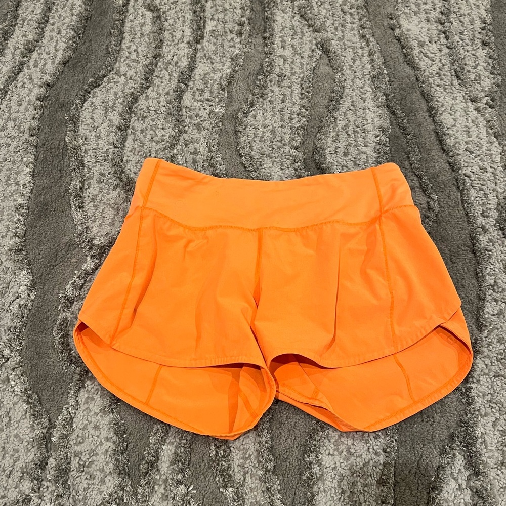 Lululemon Orange speed up shorts